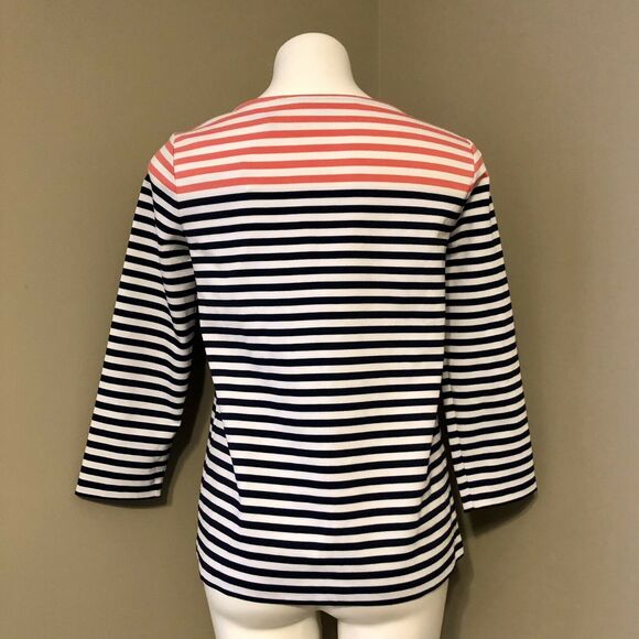 Draper James Stripe Ponte Long Sleeve Tee Small Nassau Navy Women’s - Picture 4 of 11